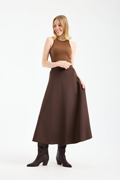 TheyYou Γυναικεία υφασμάτινη φούστα Scuba με ψηλόμεσο μήκος μίντι - 92 εκ.