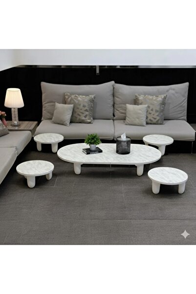 terndat Oval floor table set with 4 serving pieces