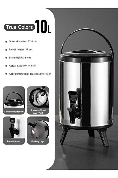 Generic 10l stainless steel milk tea bucket, coffee juice soybean milk bucket...