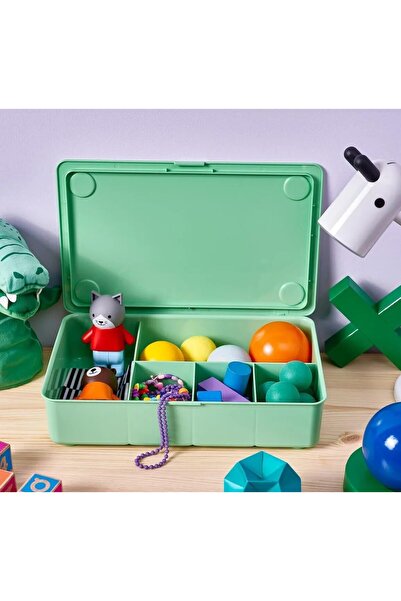 TEZPAZAR Glis Kapaklı Saklama Kutusu 34x21x8 Cm Bölmeli Plastik Düzenleyici K...
