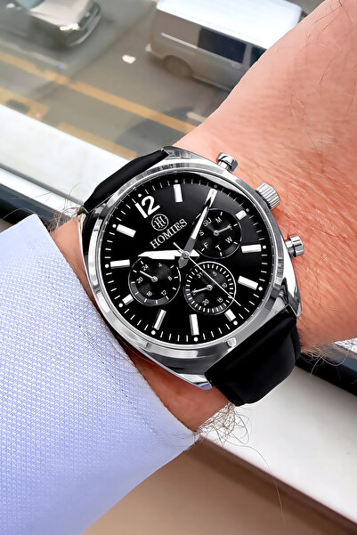 Homies Functions Active Original Black Genuine Leather Cord Men Wristwatch 3 ...