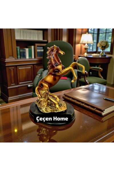 ÇEÇEN HOME Şahlanan At Tasarımlı Dekoratif Biblo At Figürlü Biblo Masa Dekoru...