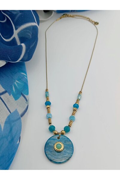 Orelia Takı Mavi Taşlı Çelik Kolye