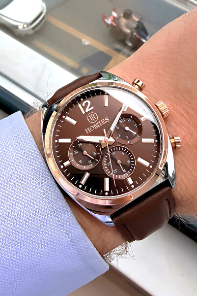 Homies Functions Active Original Brown Genuine Leather Cord Men Wristwatch 3A...