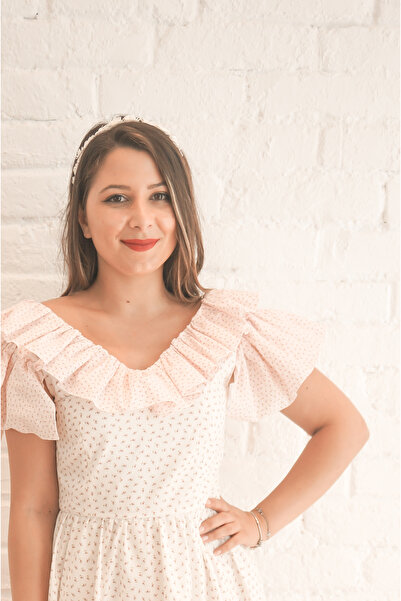 ambar studio Rochie midi Patricia din poplin de bumbac cu imprimeu floral roz și alb