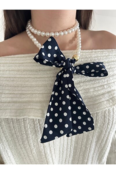 Charmist Pearl Detailed Polka Dot Scarf