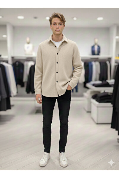 ATKGİYİM Erkek 4 renk seçeneği Kaşe Gömlek - Kışlık ve Baharlık Gömlek Ceket