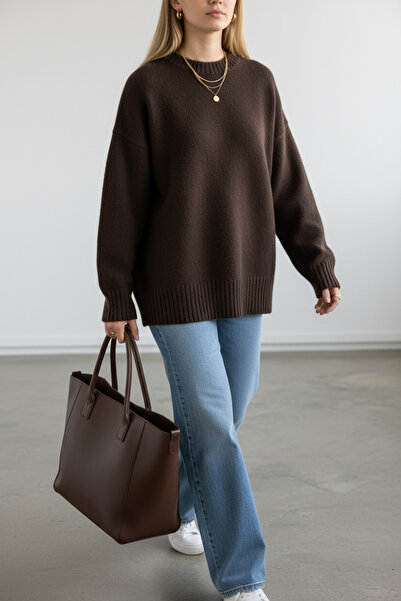 Vireo Club Bitter Brown Fleece-Lined Oversized Sweater
