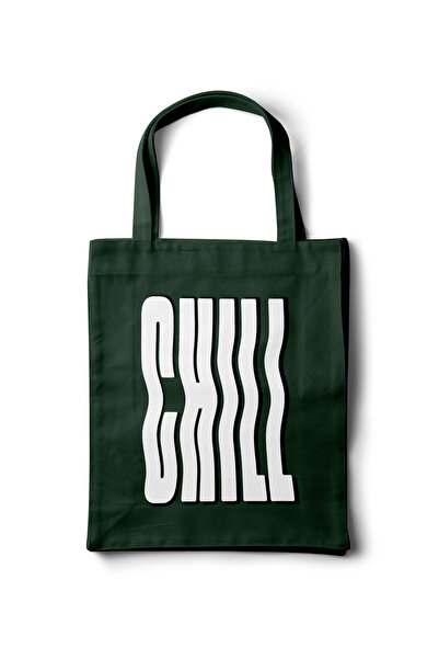 INKD Artistic Gabardine Cloth Bag – Typography Chill Text Printed Design - 35X40