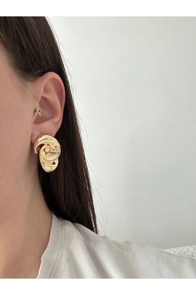 Charmist Çelik gold sarmal küpe