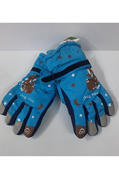 ydn Dino Figürlü Çocuk Kar ve Kayak Eldiveni Su ve Rüzgar Geçirmez (7-11 yaş)