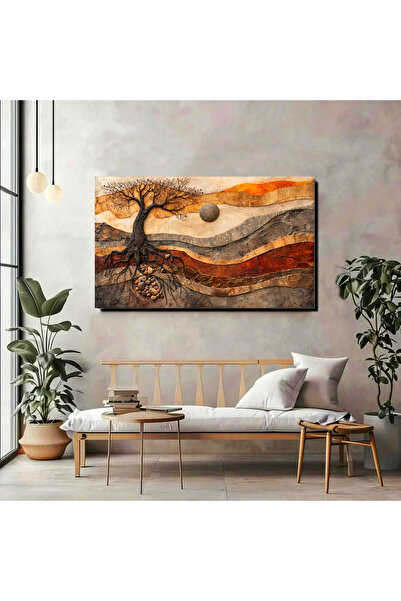 artprinta Hayat Ağacı – Doğal Dokulu Modern Sanat Duvar Tablosu