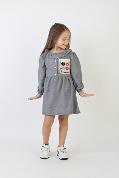 zahider Rochie confortabilă pentru fetiță cu broderie florală