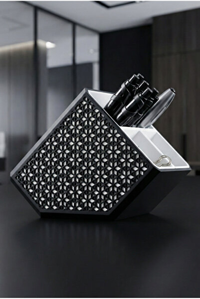 ENG.CO Office Pen Holder with Minimum 3 Compartments |   Kumiko Patterned Bla...