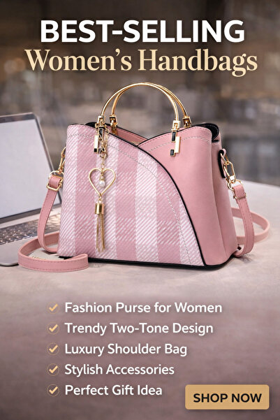 Generic Women Plaid PU Leather Handbag – Heart Charm Top Handle Crossbody Bag