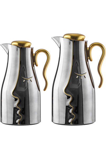 Alsaif Gallery Hawaa Thermos Set, 0.7/1 Liter, 2 Pieces, Inner Glass Case, Ou...