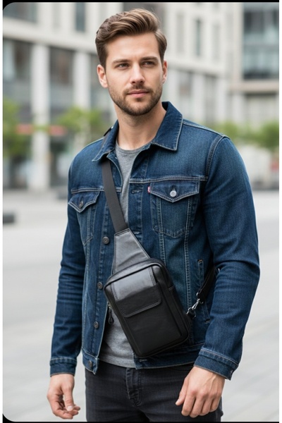 Eng BAG Deri Çapraz Model Erkek ÇANTASI