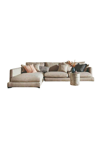 homejoyz أريكة عتيقة ساحرة على شكل حرف L - بيج - 85×160×300×80 سم