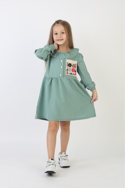 zahider Rochie confortabilă pentru fetiță cu broderie florală