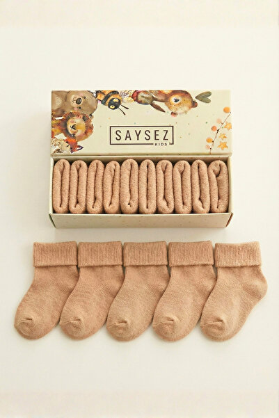 SAYSEZ جوارب للأطفال حديثي الولادة من القطن العضوي للجنسين مكونة من 5 قطع