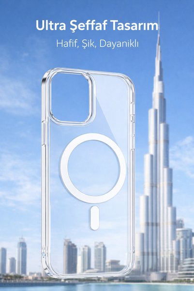 Tech&bello accessories iPhone 14 - 13 Compatible Transparent Case Magsafe Ultra Thin Camera Protruding Protective Cover Tm-12