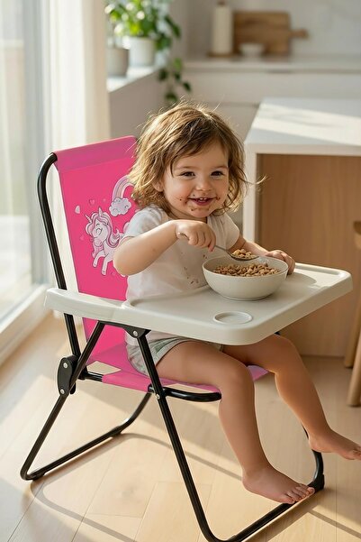 Exent Kids 2–6 Yaş, Rainbow Unicorn Katlanır Portatif Mama Sandalyesi, Tak-Çı...