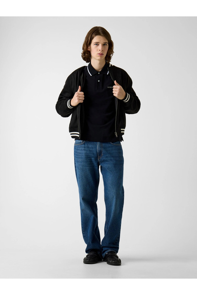 Guess Gj Regular Fit Embroidered Short Sleeve Striped Detail Polo Collar Men'...