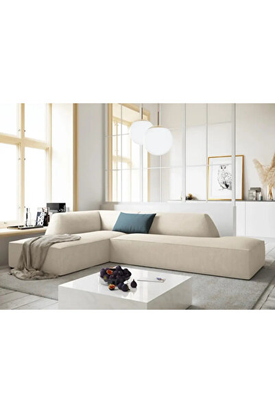 homejoyz | Cozy Corner Comfort L-Shape Velvet Sofa - 280x200x70x80 cm - Beige