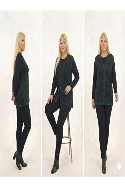 onno style women Patterned Classic Knitted Buttoned Vest