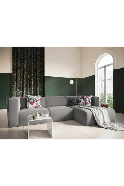 Palma homez روبال | كنبة زاوية حرف L مخمل وخشب سويدي - أرندا - 280x200x80x85 سم