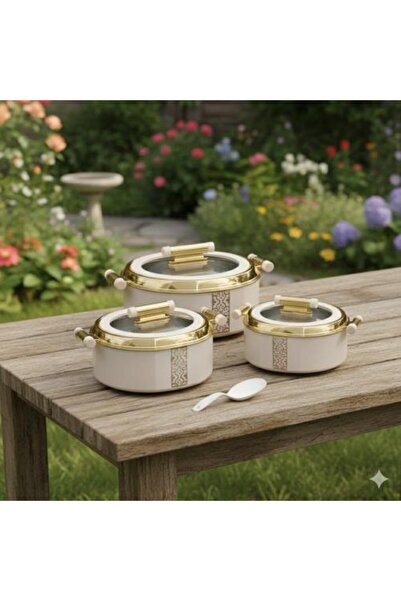 Generic طقم حافظات طعام فاخر بلمسة ذهبية1500-2000-2500