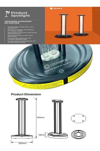 Ledvance Portable Ultraviolet Air Sanitizer Germicidal Lamp 36W