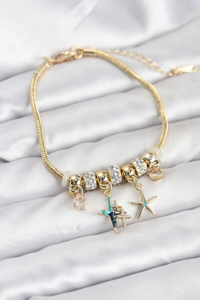 Skygo Brass Gold Color Star Model Charm Women's Bracelet - Tj-Bb8201