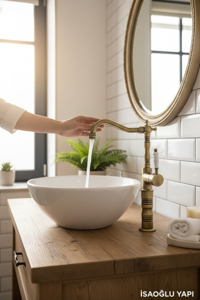 İSAOĞLU YAPI Eskitme Lavabo Bataryası Çanak Lavabo Uyumlu Yüksek Model Antik ...