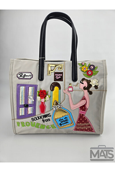 DSN Paraşüt Kumaş Kabartma Dikim Aksesuarlı El Ve Omuz Çantası