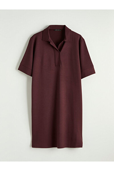 LC Waikiki Rmz farkiyla maroon polo neck soft touch dress