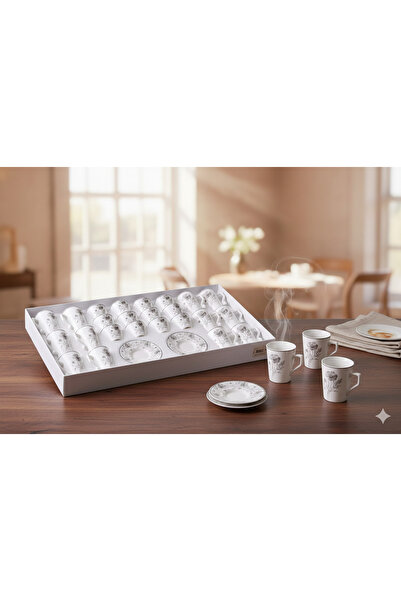 Generic Tea and coffee cup set with saucers, 36 pieces