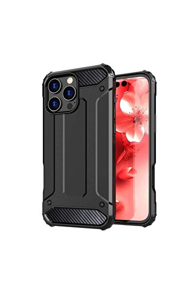 OEM Carcasă hibridă robustă pentru iPhone 16 Pro - Neagră