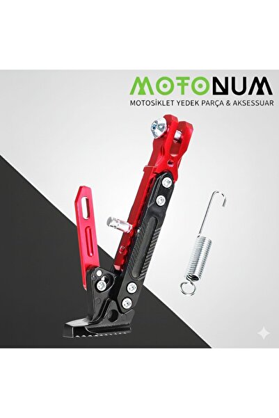 Motonum Benelli 125 S Yükseklik Ayarlı Metal Yan Sehpa-Kırmızı Detaylı-Ayk1452