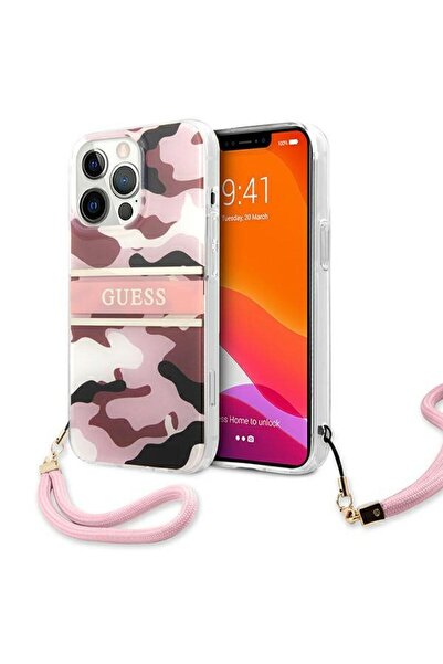 Guess Camo Strap Case for iPhone 13 Pro Max, Pink