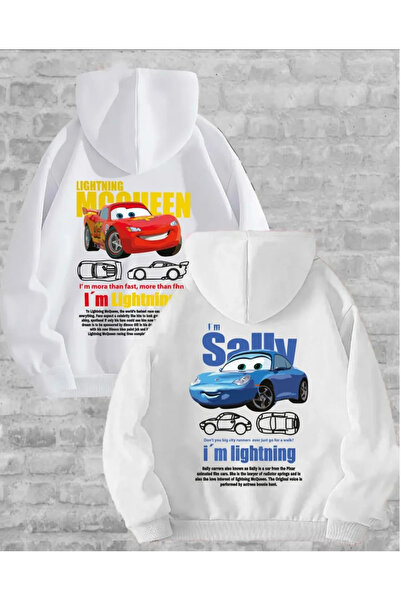 Daxia SEVGİLİ KOMBİN McQueen Sally Sırt Baskılı Sevgili Çift Kombini Kapüşonl...