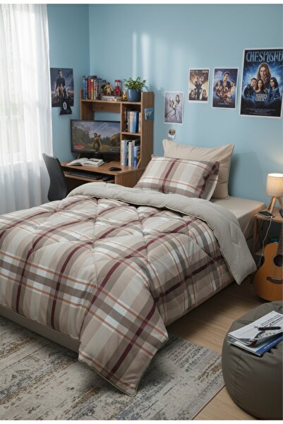 Esre ev tekstili Tek kişilik lüks çift taraflı welsoft yorgan seti {ÇARŞAF DA...