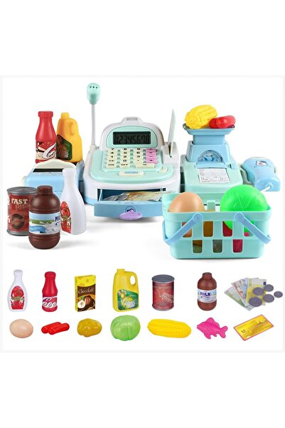 Vinnatsu لعبة ماكينة تسجيل المدفوعات النقدية للأطفال مع ماسح ضوئي