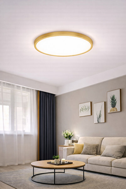 luxshome Gold Altın Kasa Büyük Boy Yüksek Işık Led Aydınınlatma Avize Salon O...