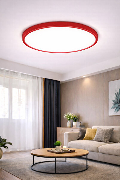 luxshome Kırmızı Kasa Büyük Boy Yüksek Işık Led Aydınınlatma Avize Salon Otur...