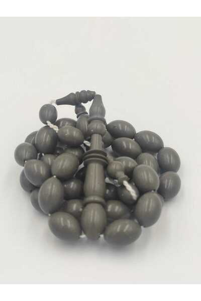 ALTUNTAŞ Corian Marble Dark Gray Prayer Beads 8*12 with Ring Imameli with Cir...