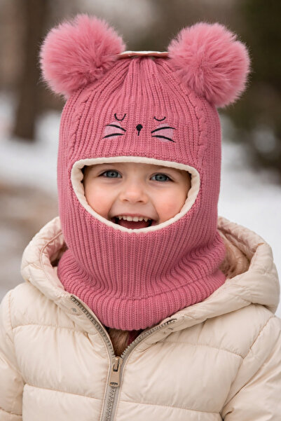 ydn 3-8 Yaş İçin Kız ve Erkek Figürlü İçi Polarlı Kar Maskesi