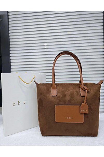 gül sezgin butik Women's Taba Color Suede Shopper Large Volume Stylish Should...