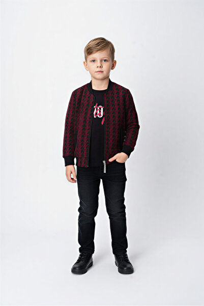 FURYATEX Boy's 3-Piece Set Cardigan T-Shirt and Jeans Combination