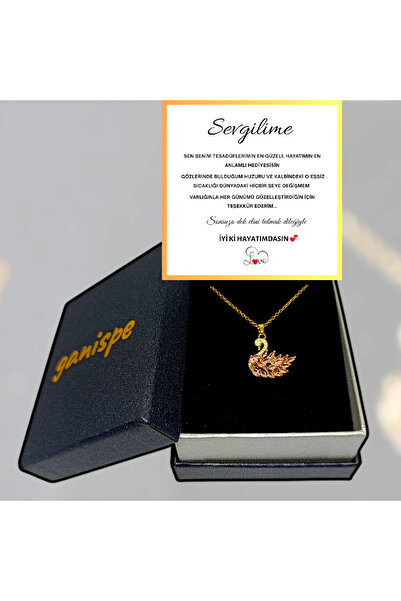 "Sevgiliye'' Kuğu Kuşu Çelik Kolye| Anlamlı Notlu ve Diamond Kutu